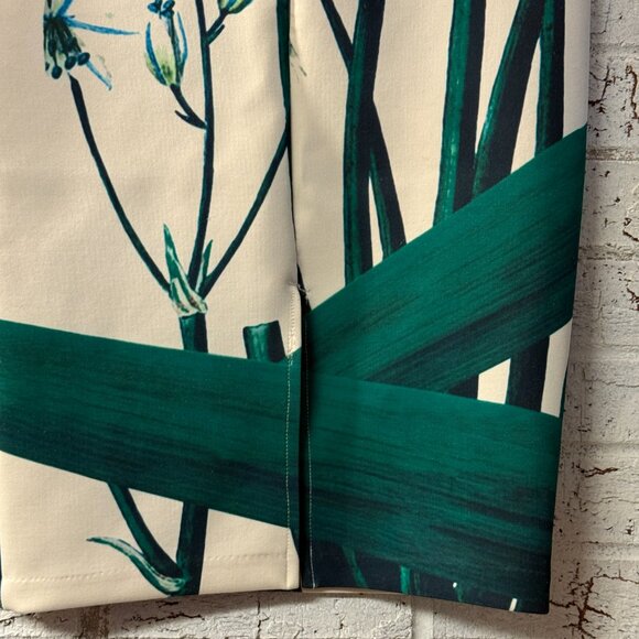 Beulah Style Pencil Skirt Small White Green Floral Botanical Print - Picture 6 of 11